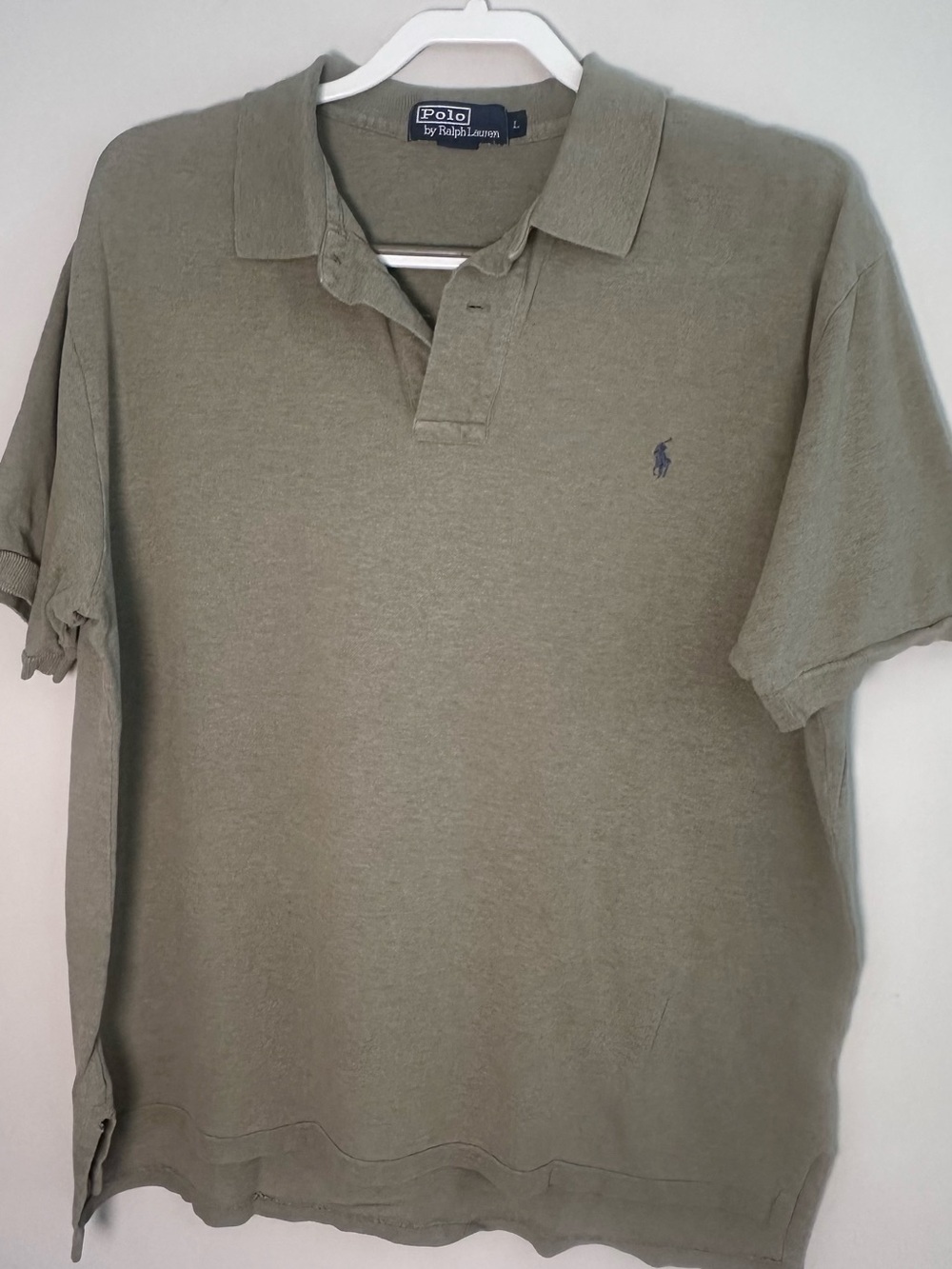 Polo Ralph Lauren Vintage Men’s olive green Collard T-Shirt Sz L